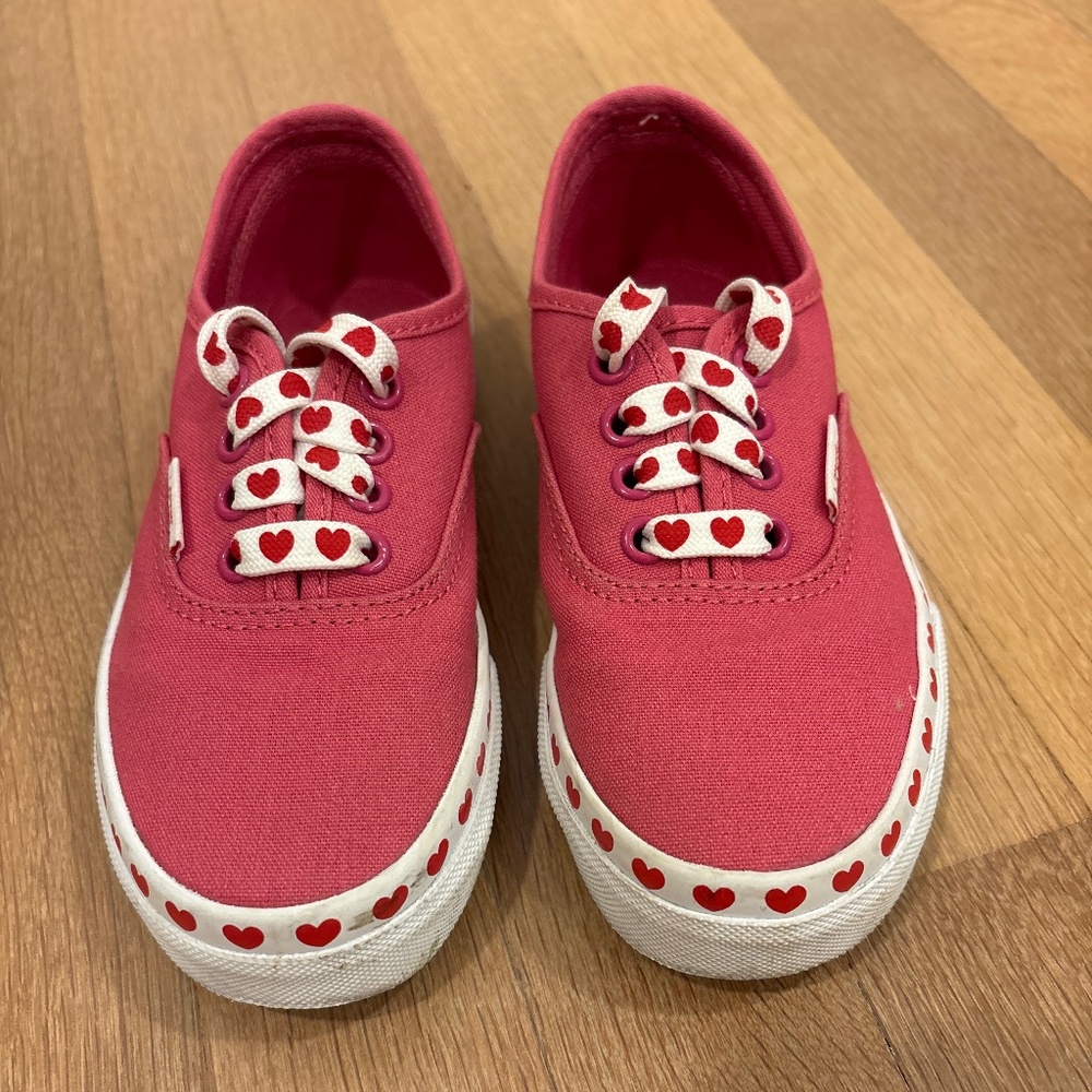 Kids Vans Pink Heart Shoe - Kids Size 12.5